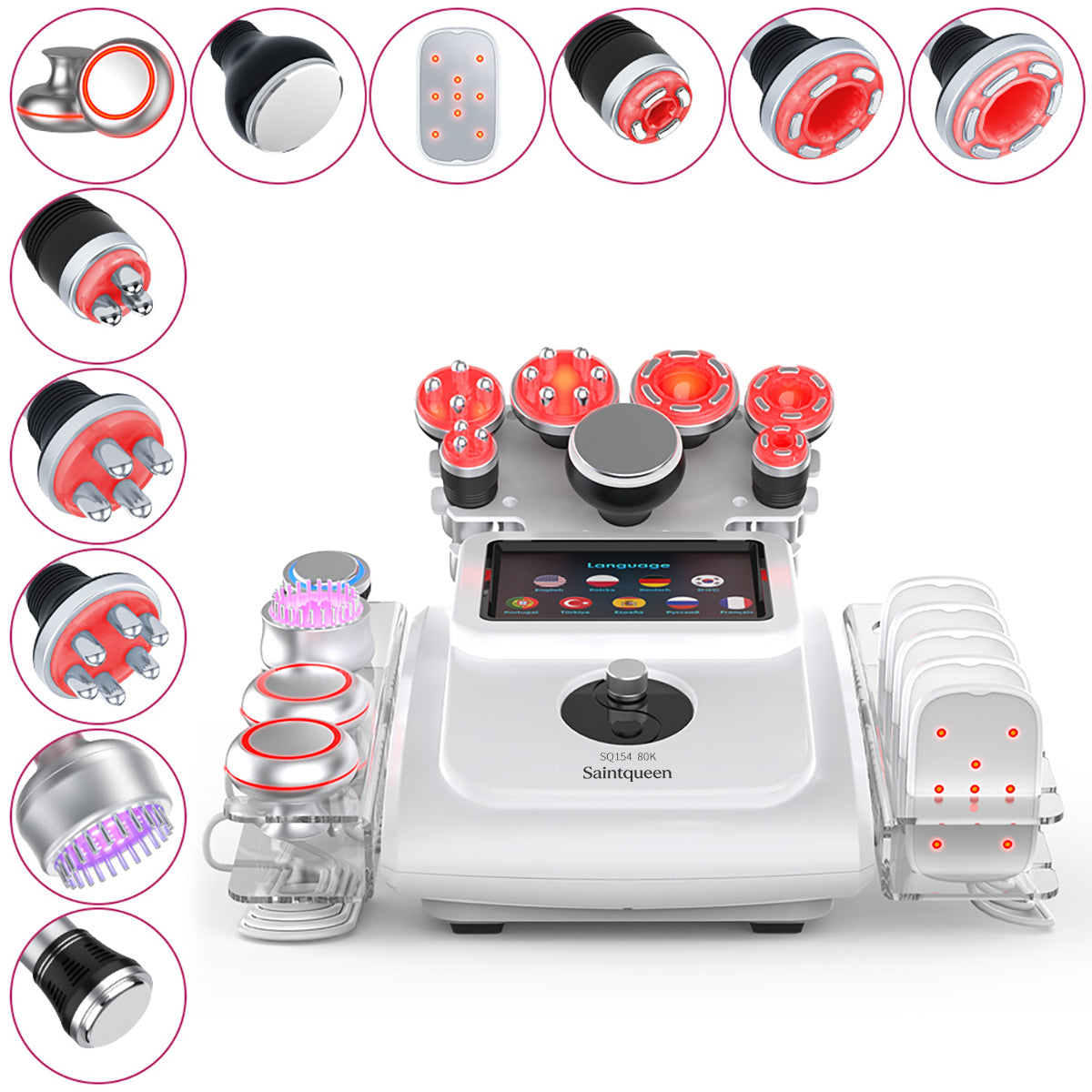 SQ154A Max – Appareil silhouette 11-en-1 blanc, cavitation 80K, RF et laser Image principale du produit