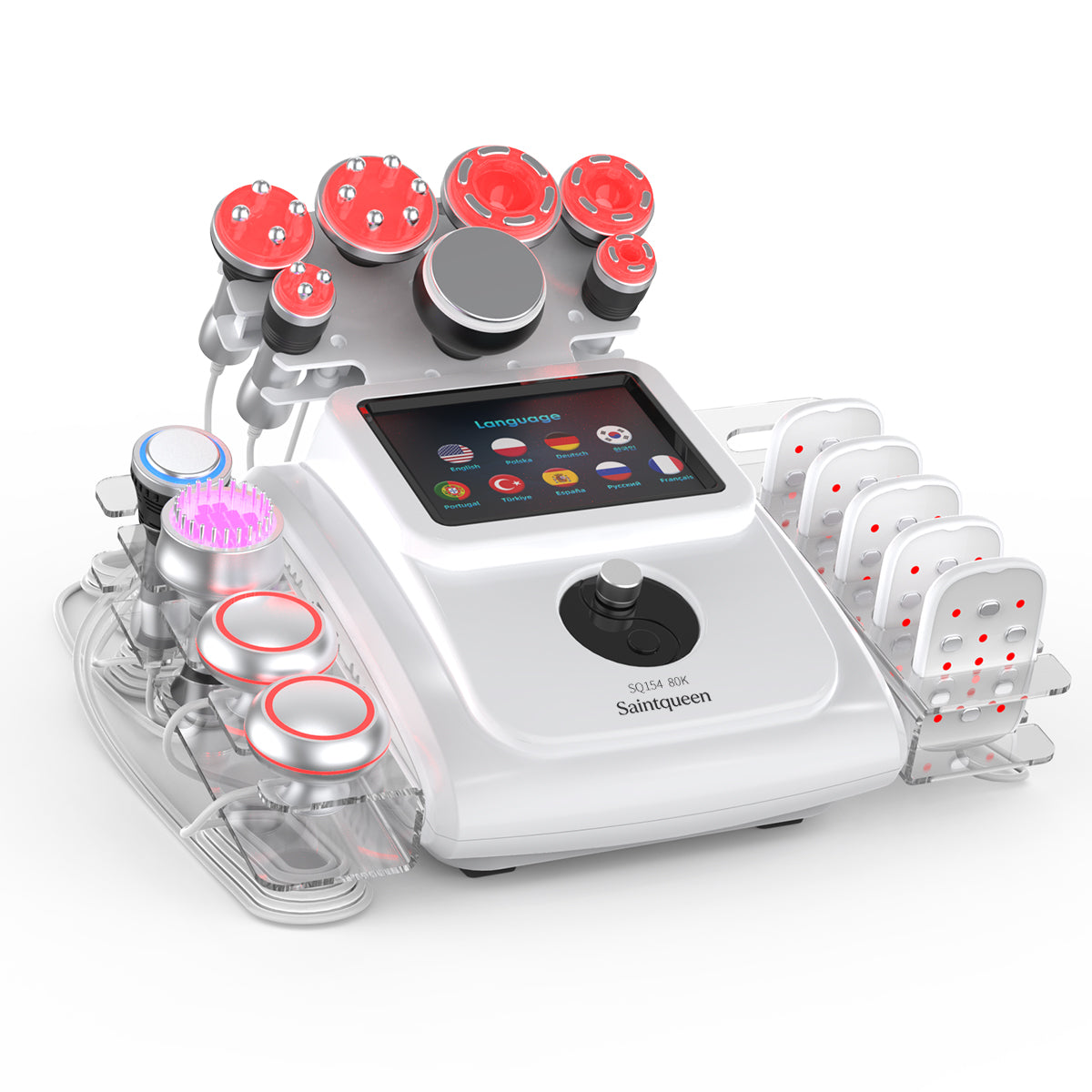 SQ154B Max – Appareil silhouette 11-en-1 blanc, cavitation 80K, RF et microcourants