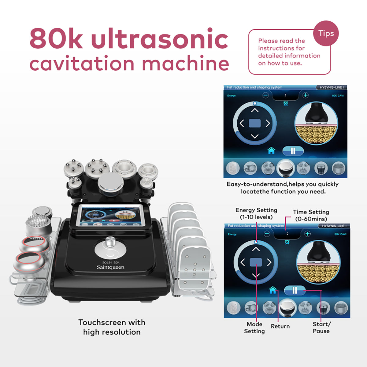 SQ154C Max – Appareil silhouette 11-en-1 noir, cavitation 80K, RF et laser
