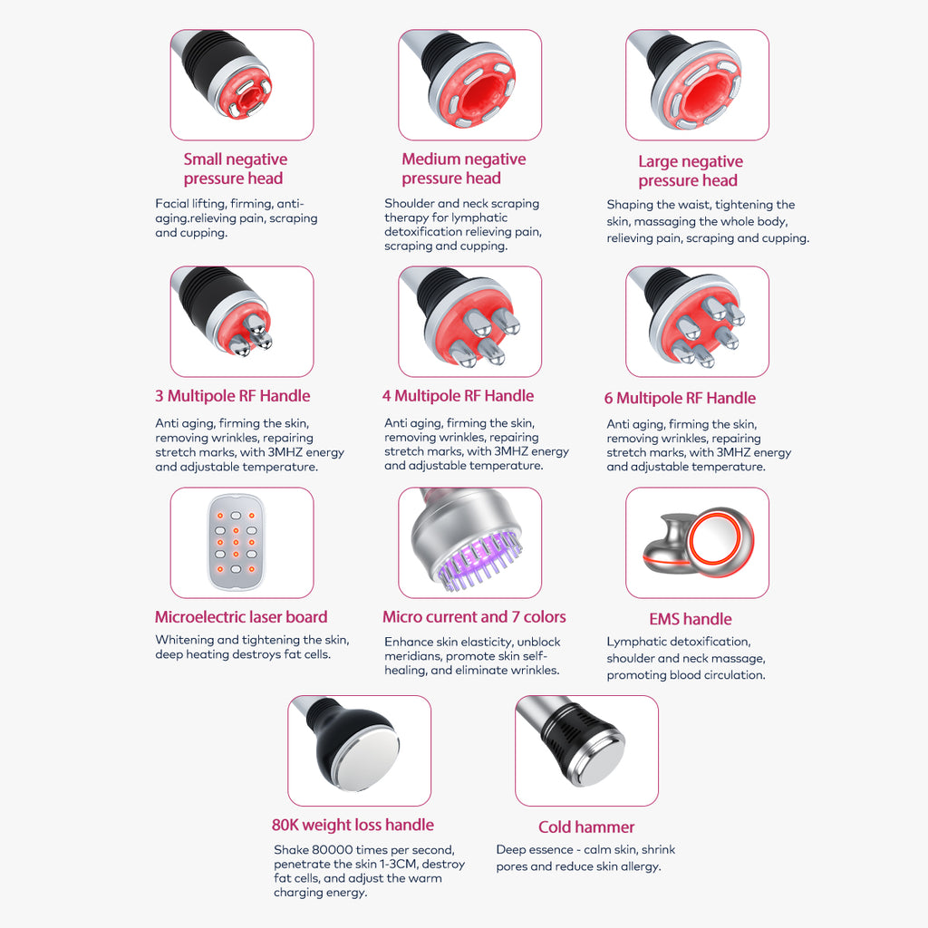 SQ154D Max – Appareil silhouette 11-en-1 noir, cavitation 80K, RF et microcourants