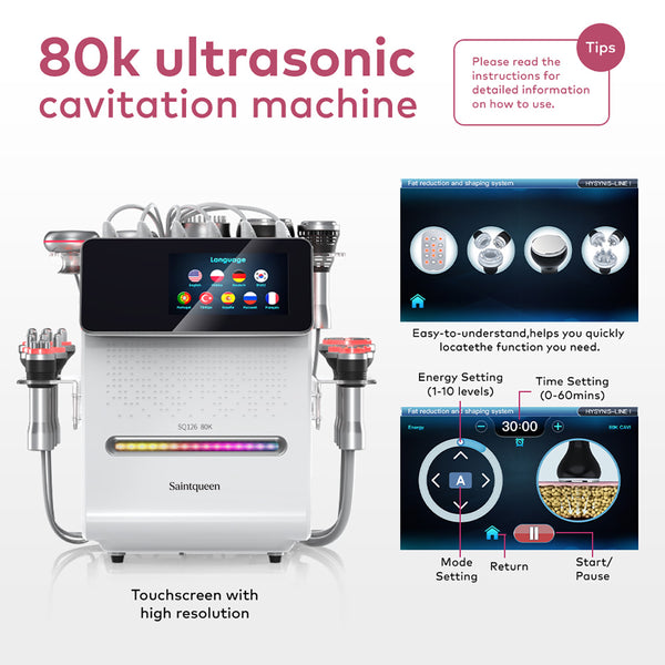 SQ126B Max – Appareil silhouette 11-en-1, cavitation 80K, RF et microcourants