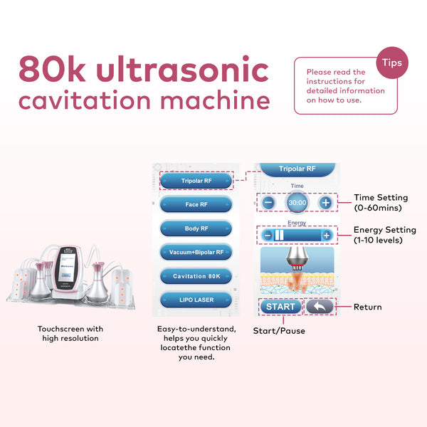 SQ54 Pro 6-en-1 – Cavitation 80K, RF, massage sous vide et plaques laser
