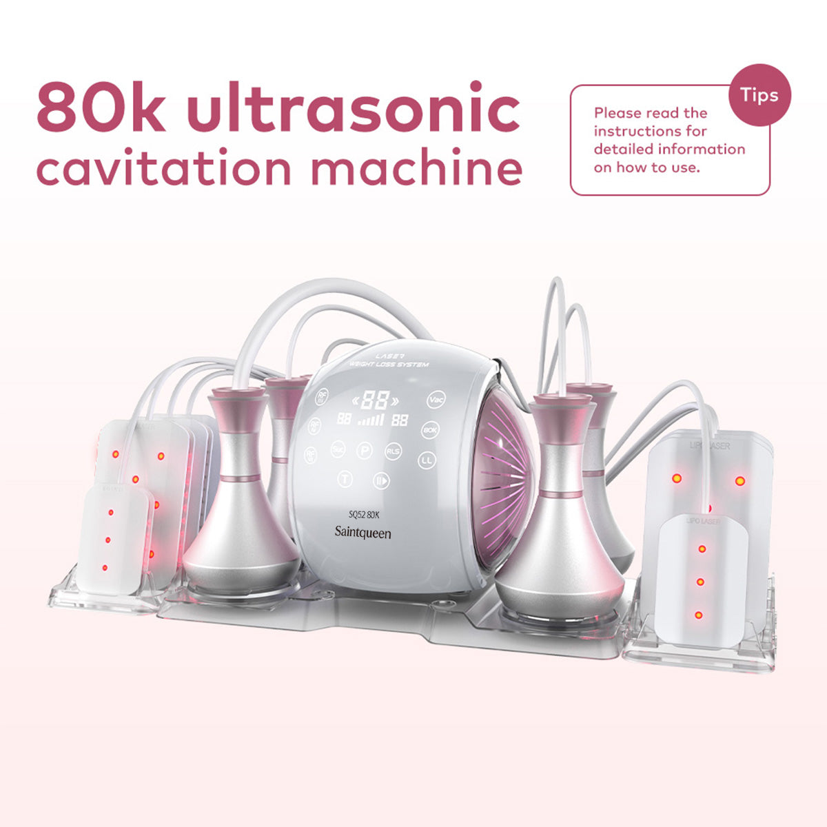 SQ52 Pro 6-en-1 – Cavitation 80K, RF, massage sous vide et plaques laser