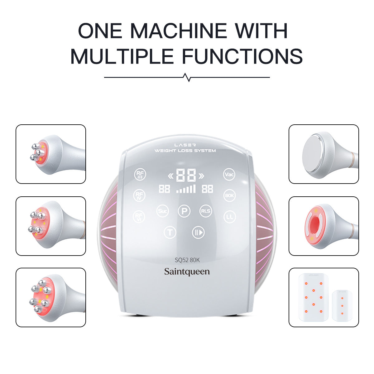 SQ52 Pro 6-en-1 – Cavitation 80K, RF, massage sous vide et plaques laser