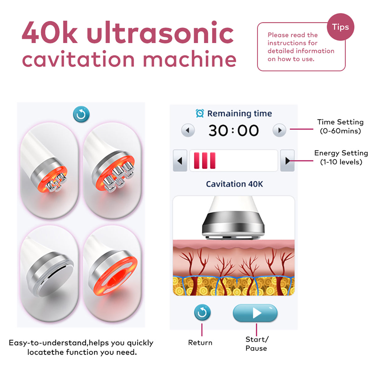 SQ169 Basic – Appareil silhouette 4-en-1, cavitation 40K, RF et vide