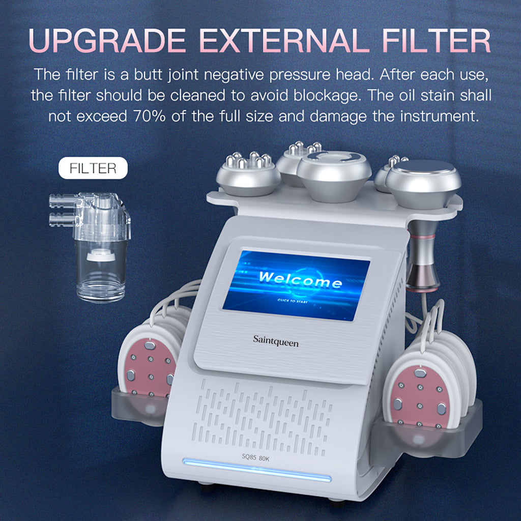 SQ85B Pro 6-en-1 – Cavitation 80K, RF et plaques micro-électriques à lumière rouge