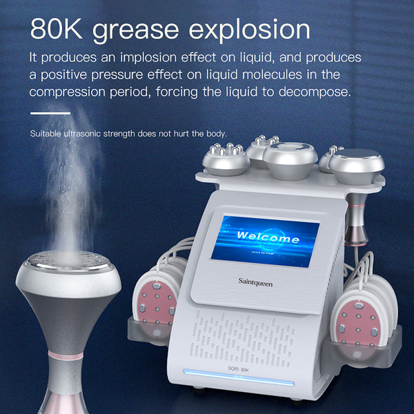 SQ85B Pro 6-en-1 – Cavitation 80K, RF et plaques micro-électriques à lumière rouge