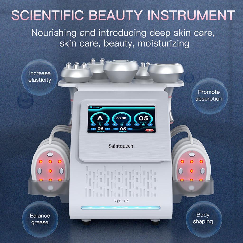SQ85B Pro 6-en-1 – Cavitation 80K, RF et plaques micro-électriques à lumière rouge