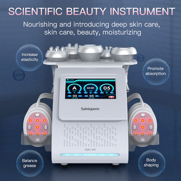 SQ85B Pro 6-en-1 – Cavitation 80K, RF et plaques micro-électriques à lumière rouge