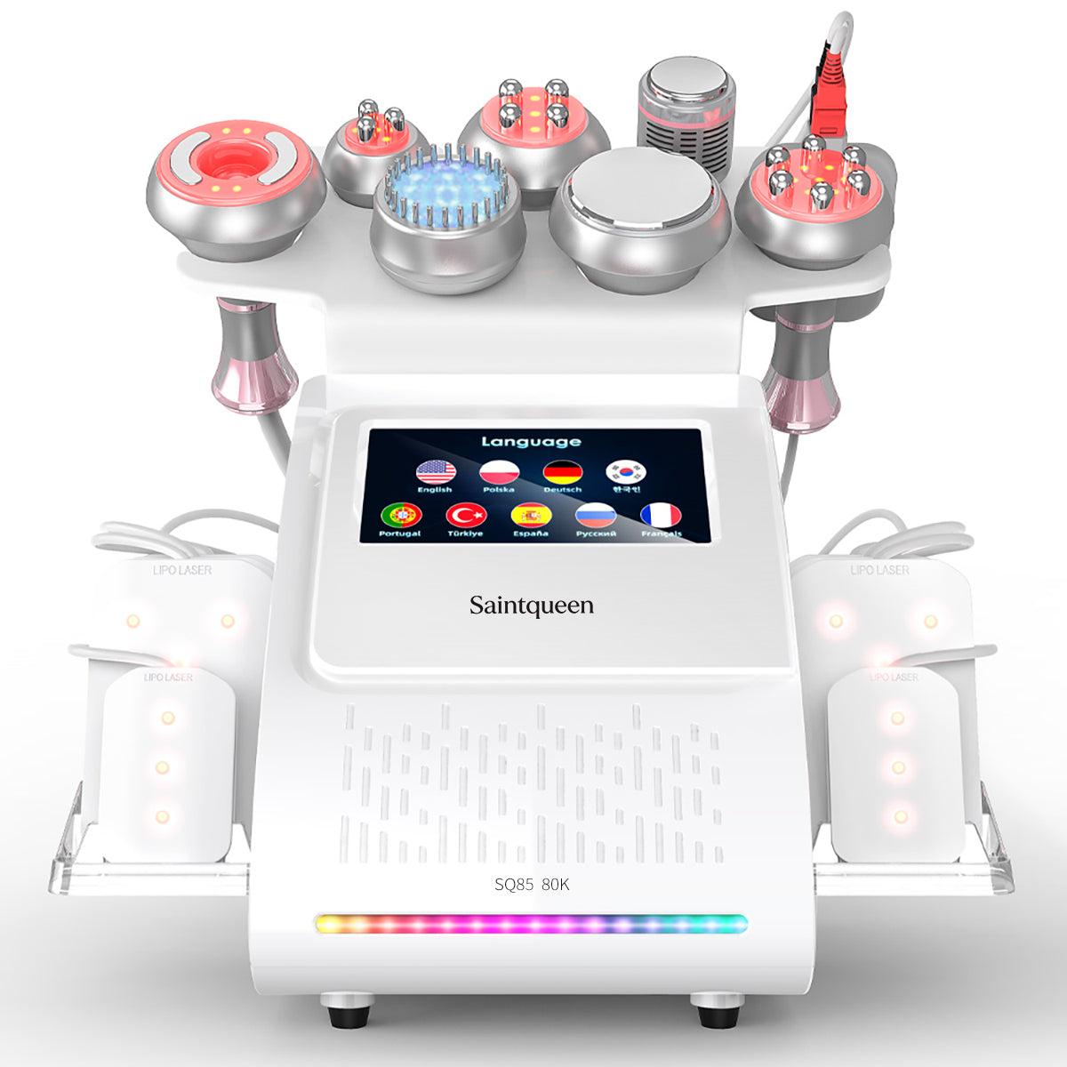 SQ85D Plus 9-en-1 – Cavitation 80K, RF, plaques laser, EMS et marteau froid