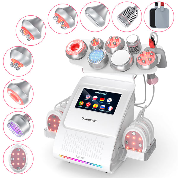 SQ85E Plus 9-en-1 – Cavitation 80K, RF, plaques combinées, EMS et marteau froid