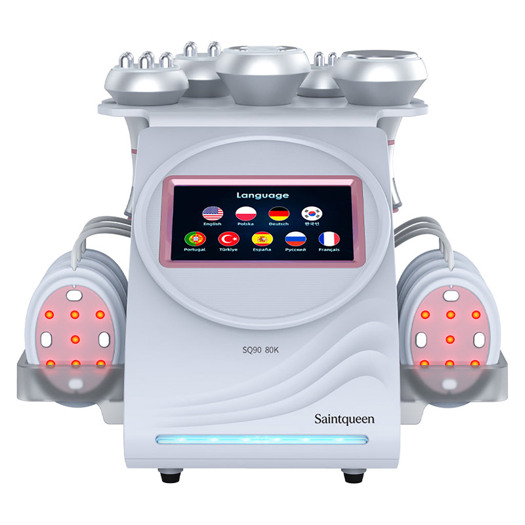 SQ90B Pro 6-en-1 – Cavitation 80K, RF et plaques micro-électriques à lumière rouge