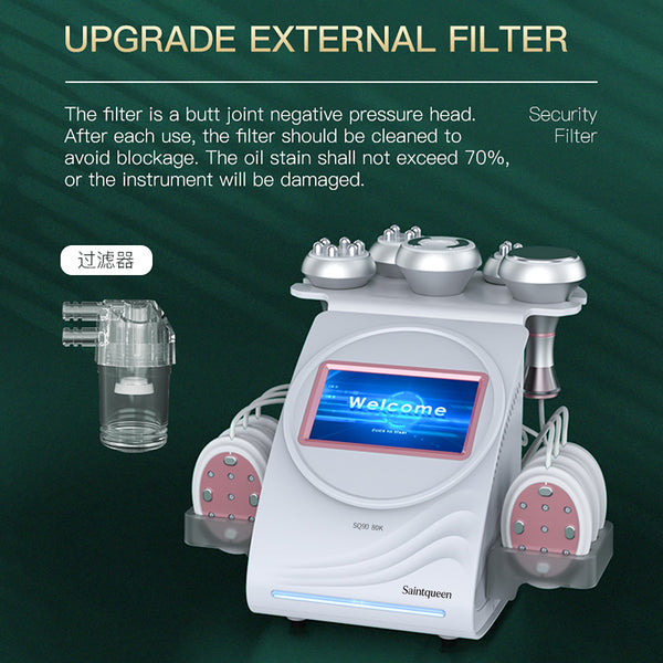 SQ90B Pro 6-en-1 – Cavitation 80K, RF et plaques micro-électriques à lumière rouge