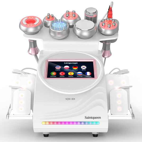 SQ90D Plus 9-en-1 – Cavitation 80K, RF, plaques laser, EMS et marteau froid