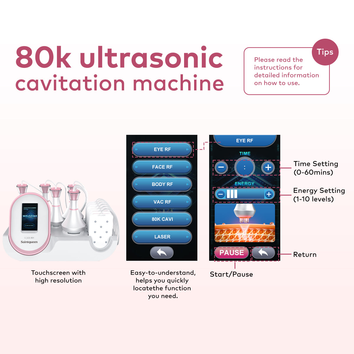 SQ121A Pro – Appareil silhouette 6-en-1, cavitation 80K et RF