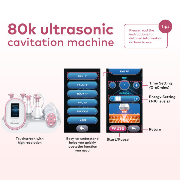 SQ121B Pro – Appareil silhouette 6-en-1, cavitation 80K, RF et microcourants