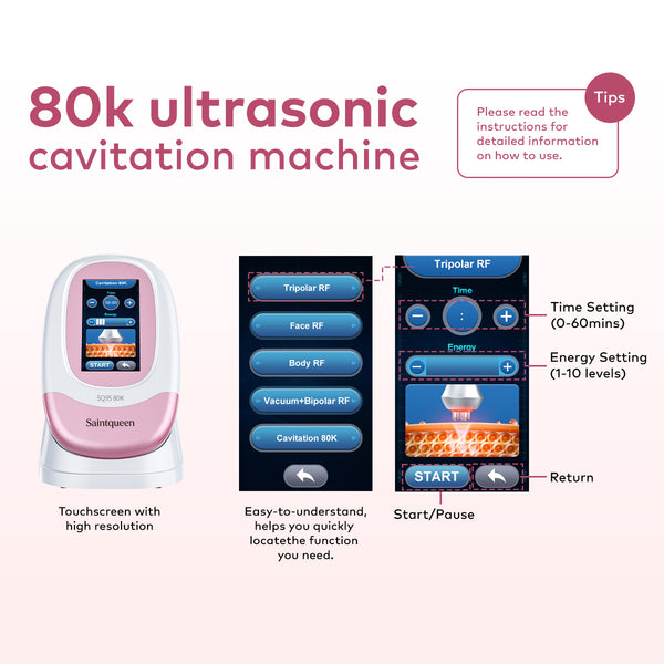 SQ95A Pro 5-en-1 – Cavitation 80K, RF multipolaire et massage sous vide