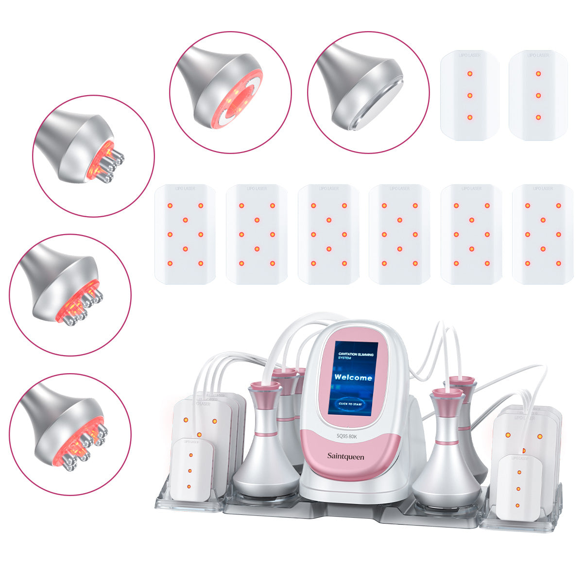 SQ95C Pro 6-en-1 – Cavitation 80K, RF et huit plaques laser