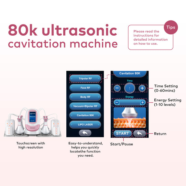 SQ95C Pro 6-en-1 – Cavitation 80K, RF et huit plaques laser