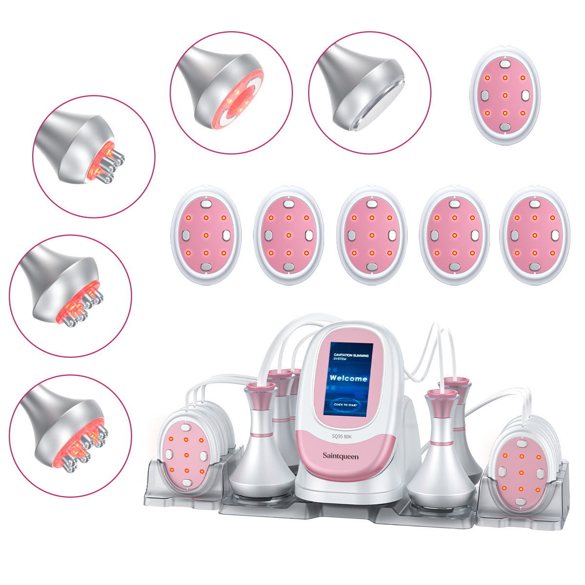 SQ95B Pro 6-en-1 – Cavitation 80K, RF et six plaques EMS à lumière rouge Image principale du produit