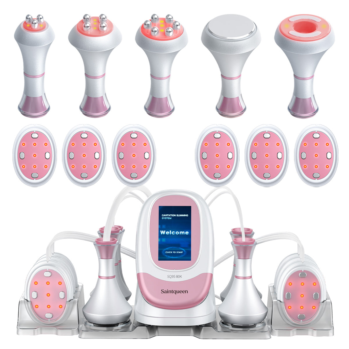 SQ95B Pro 6-en-1 – Cavitation 80K, RF et six plaques EMS à lumière rouge