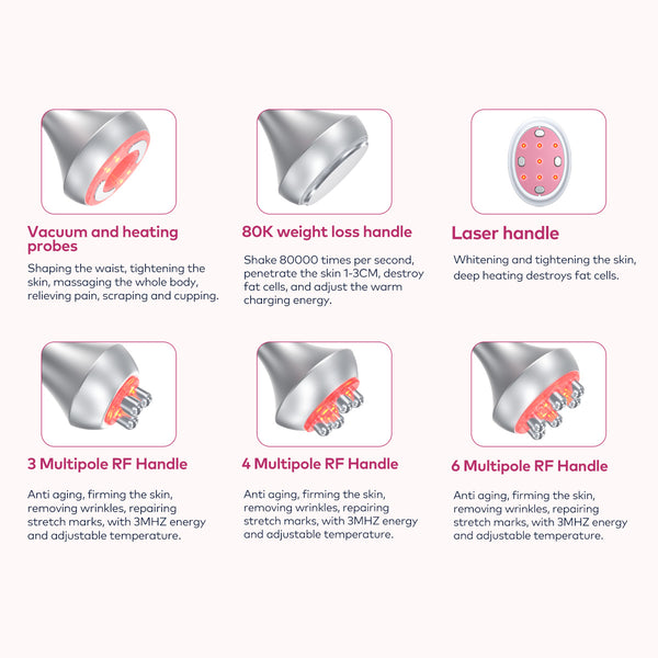 SQ95B Pro 6-en-1 – Cavitation 80K, RF et six plaques EMS à lumière rouge
