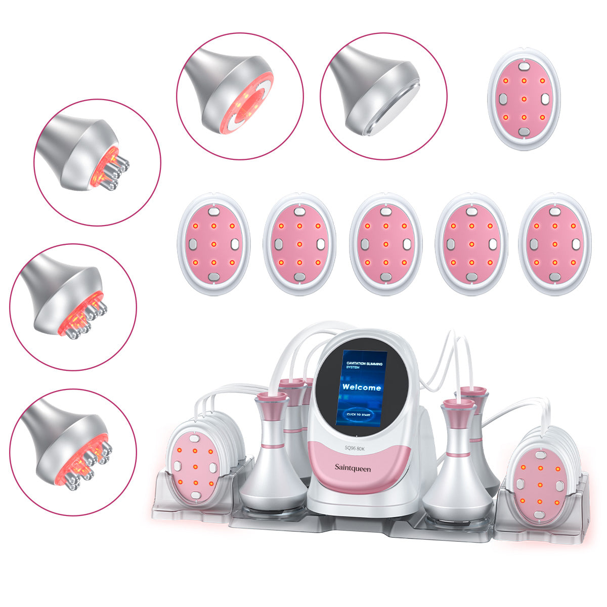 SQ96 Pro Appareil de cavitation 80K 6-en-1 avec plaques laser ovales