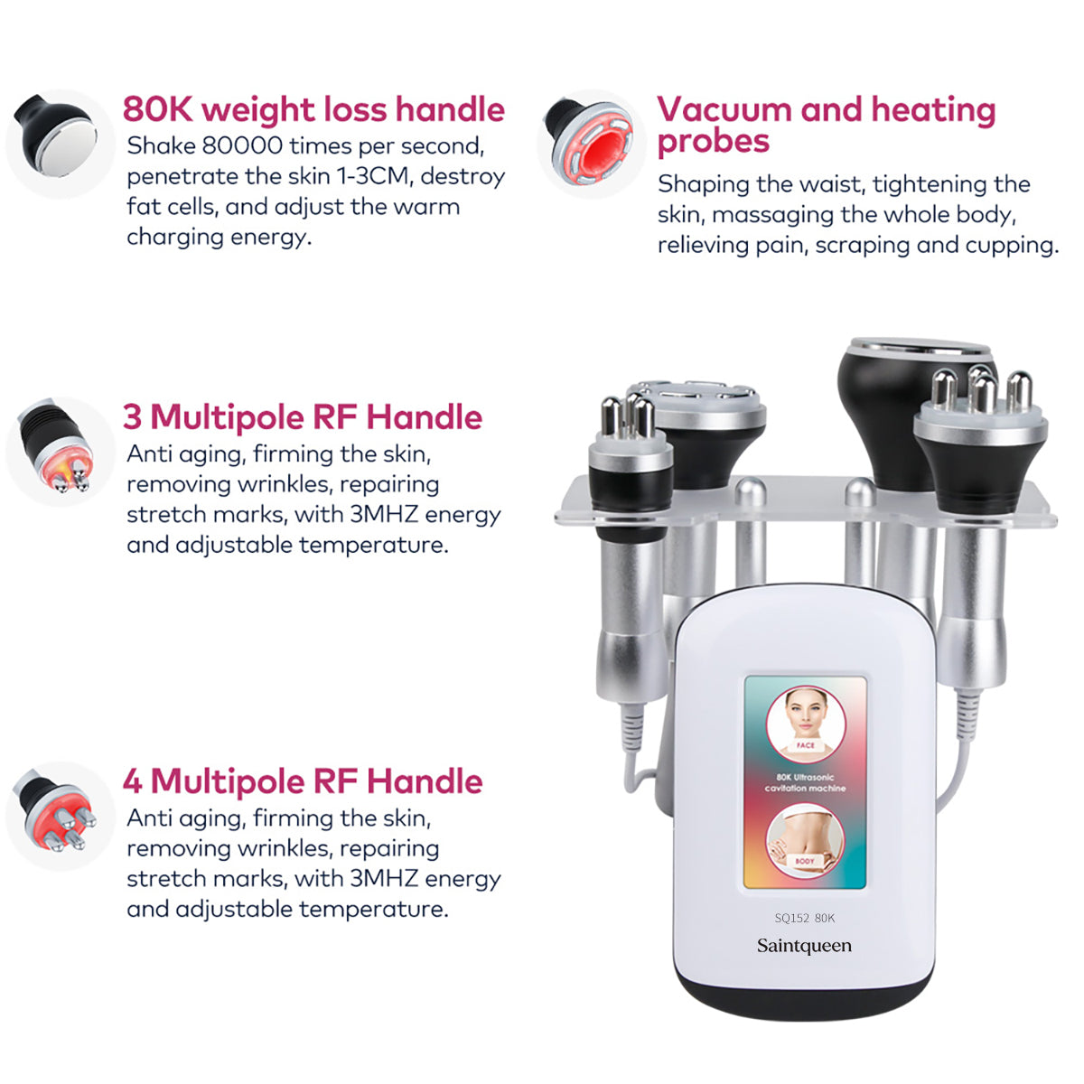 SQ152 Basic – Appareil silhouette 4-en-1, cavitation 80K et RF Image secondaire du produit