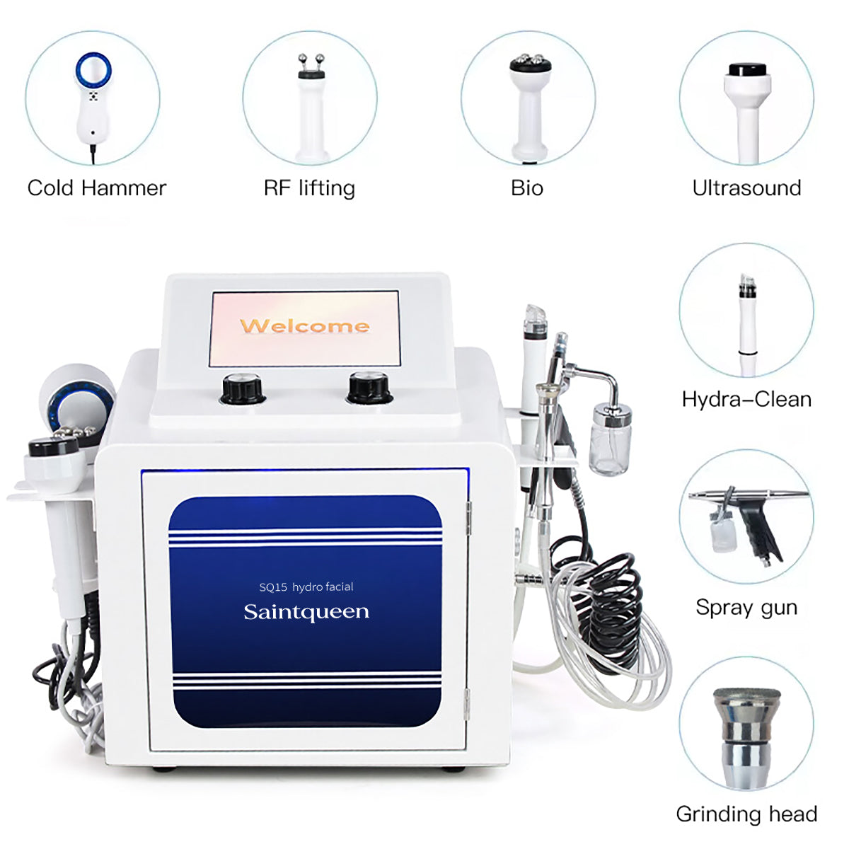 SQ15 Aqua Plus Appareil hydrofacial 7-en-1 à écran tactile