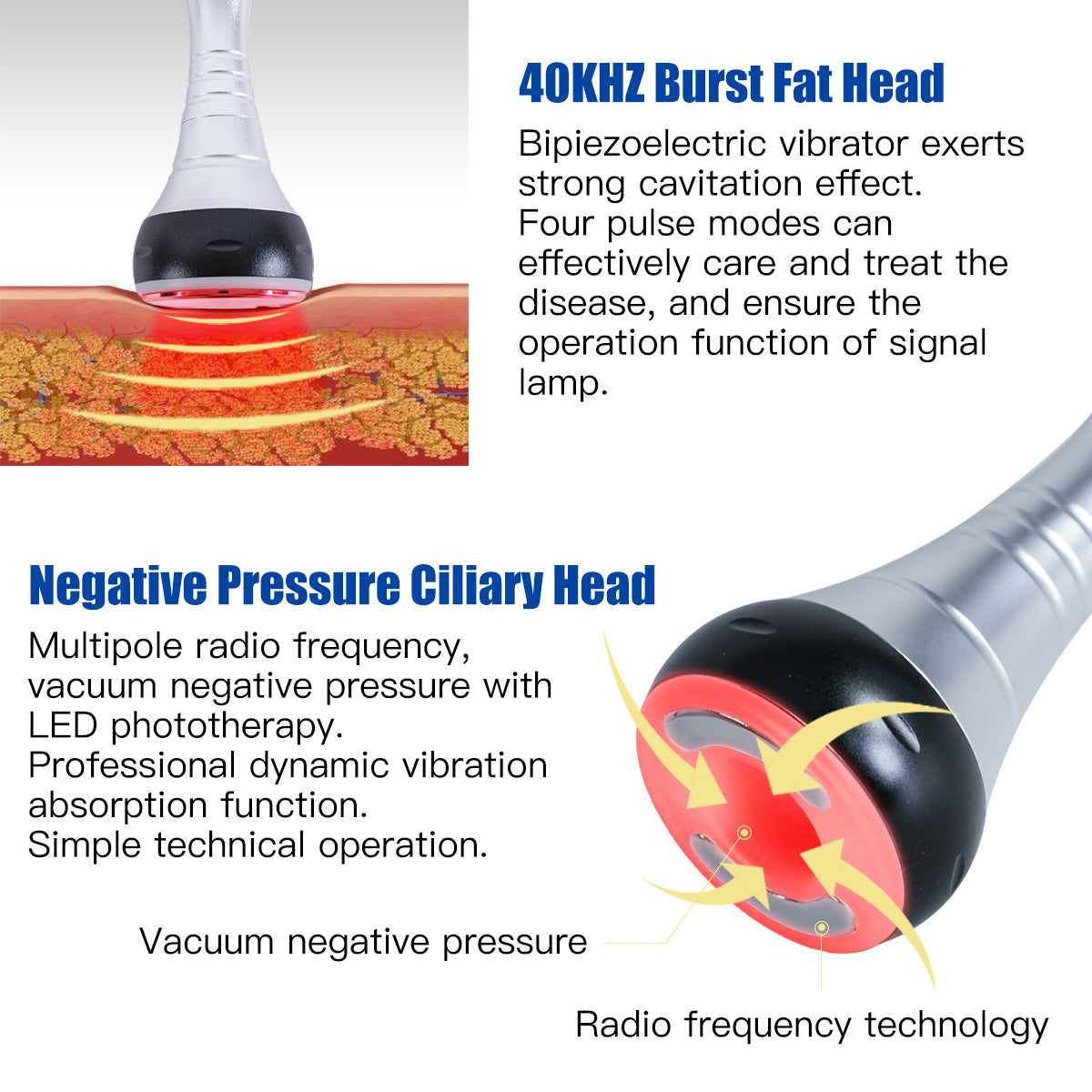 SQ48 Pro Appareil de cavitation 40K 6-en-1 avec plaques laser