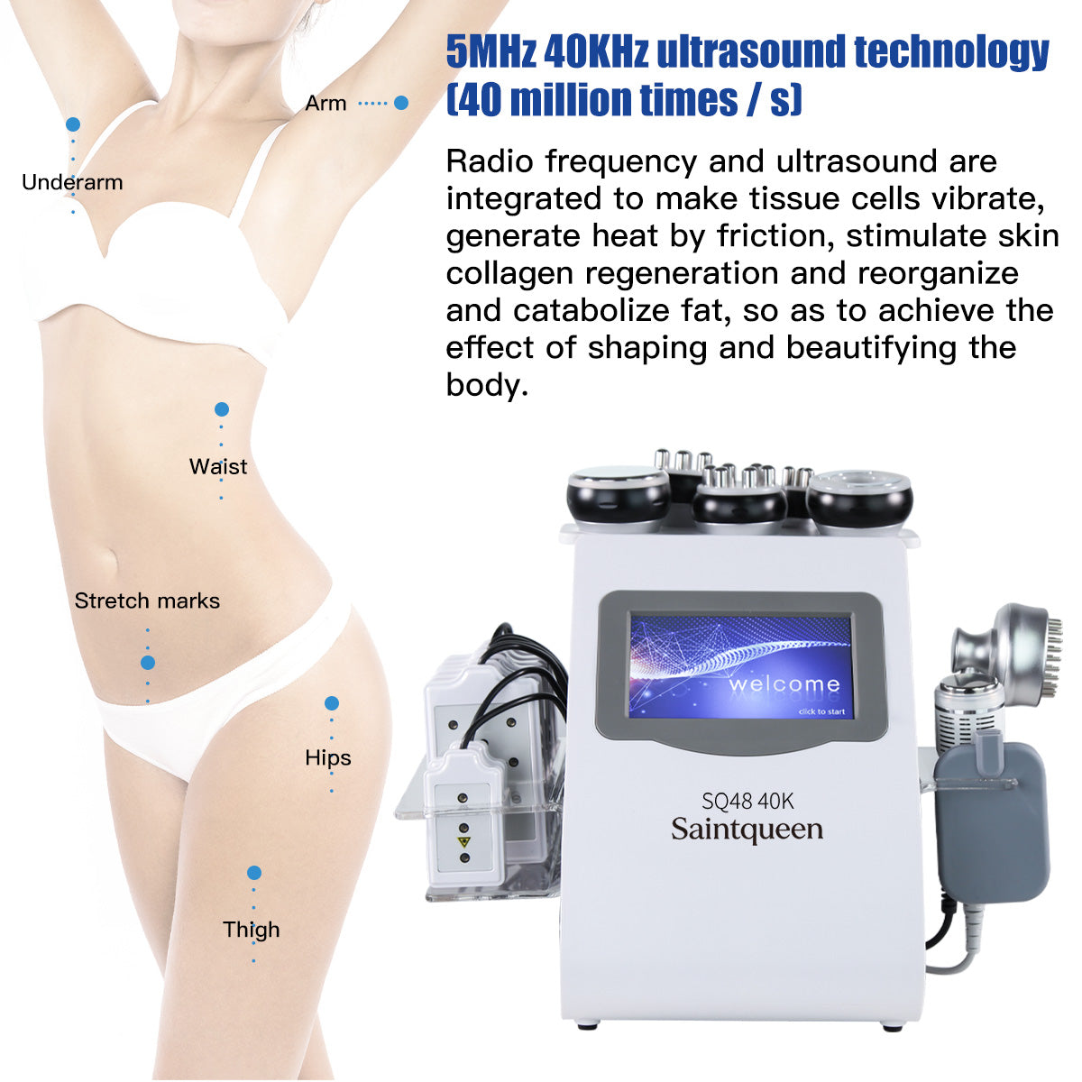 SQ48 Plus Appareil de cavitation 40K et RF, 9-en-1